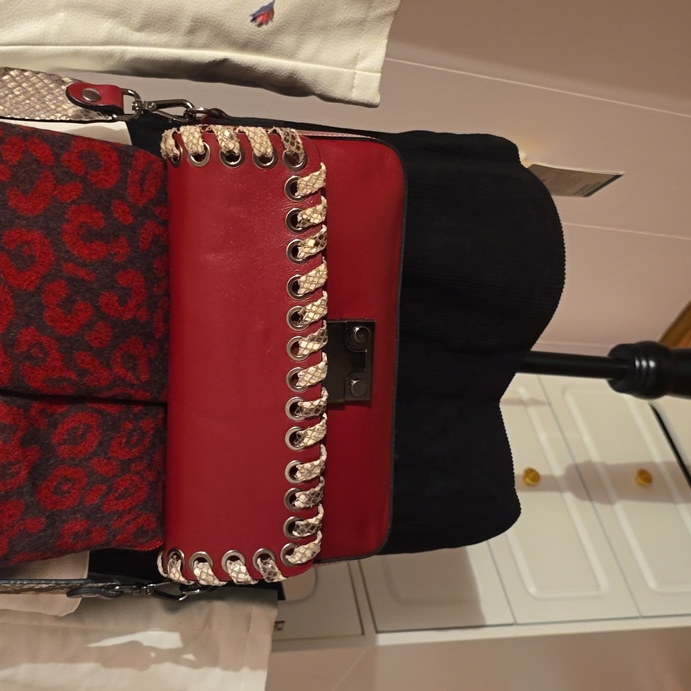 Stylish Red Chain-Embellished Women's Bag